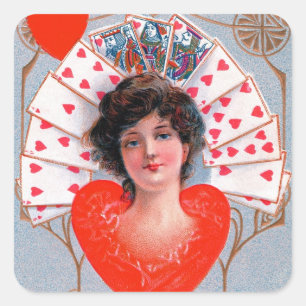 HERZENFRAU, Valentinstag Quadratischer Aufkleber