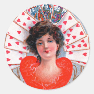 HERZENFRAU, Valentinstag Runder Aufkleber