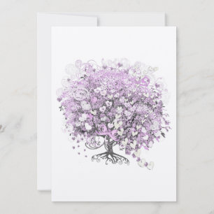 Herzenleaf Lila Baum Vintager Bird Wedite Einladun Einladung