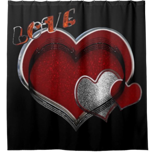 Herzenmagic Black Duschvorhang mit Liner (Vorderseite)