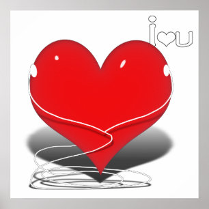 Herzenrotes Herz mit Text "Ich finde toll U" Poster