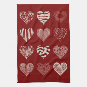 Herzens Valentinstag Neun Herzen Valentinsliebe Geschirrtuch