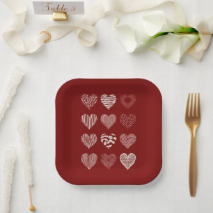 Herzens Valentinstag Neun Herzen Valentinsliebe Pappteller