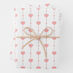 Herzensbänder in Rosa Geschenkpapier Set