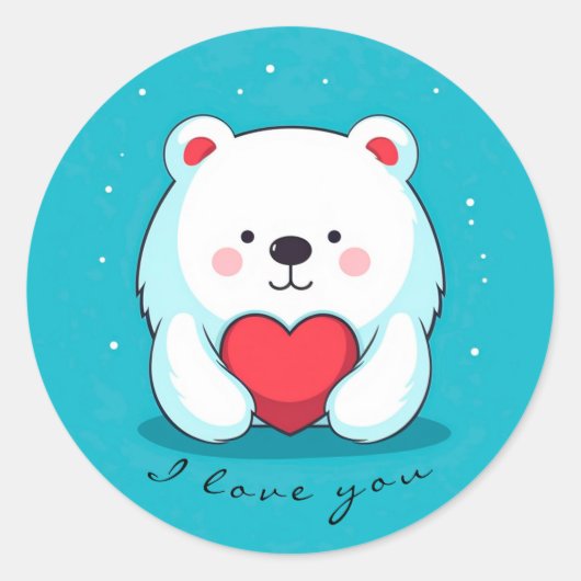Herzensbär, personalisiert runder aufkleber (Vorderseite)