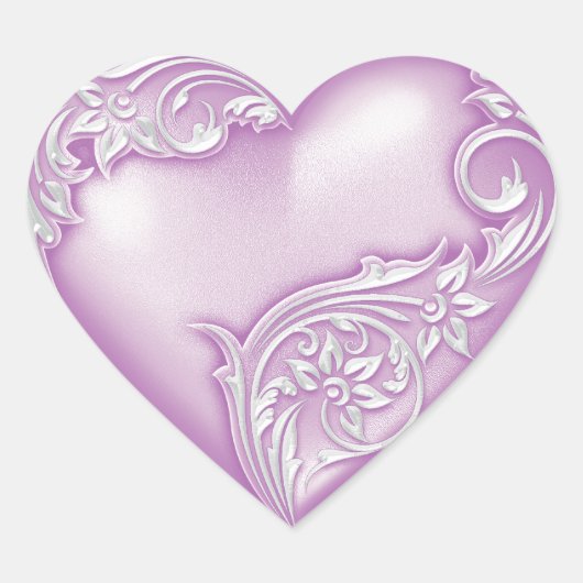 Herzenscroll Leichte Violette Weiß Herz-Aufkleber (Vorderseite)