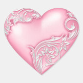 Herzenscroll Rosa w Weiß Herz-Aufkleber (Vorderseite)