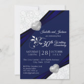 Herzensjubiläum Design - Navy und White Einladung (Vorderseite)
