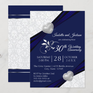 Herzensjubiläum Design - Navy und White Einladung