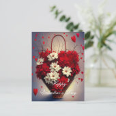 Herzenskorb und Blume Valentine Postkarte (Stehend Vorderseite)