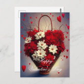 Herzenskorb und Blume Valentine Postkarte (Vorne/Hinten)