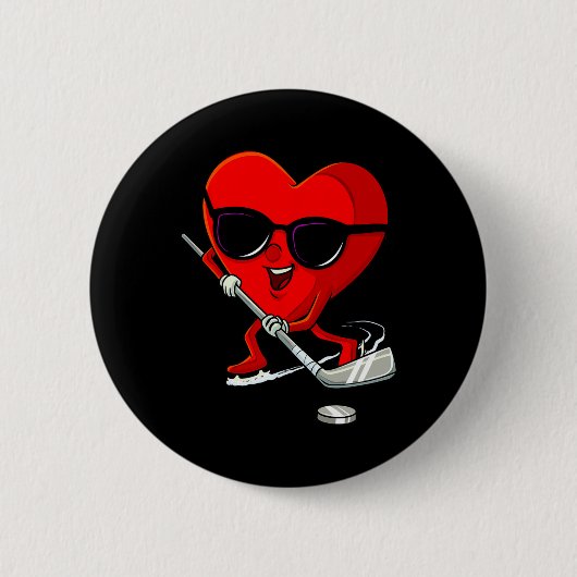 Herzenslust Eishockey Niedlicher Valentinstag Spor Button (Vorderseite)