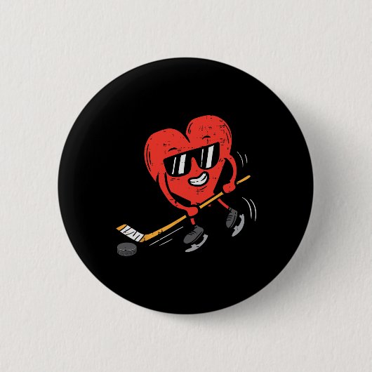 Herzenslust Eishockey Valentinstag Liebe Sport Button (Vorderseite)