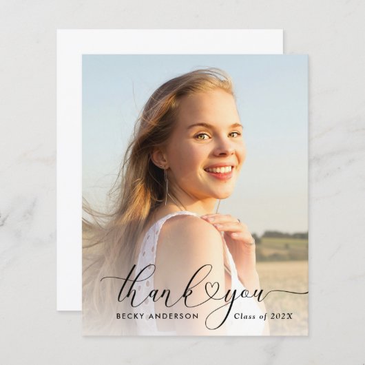 Herzensskript danke Skript Abschluss Karte (Vorne/Hinten)