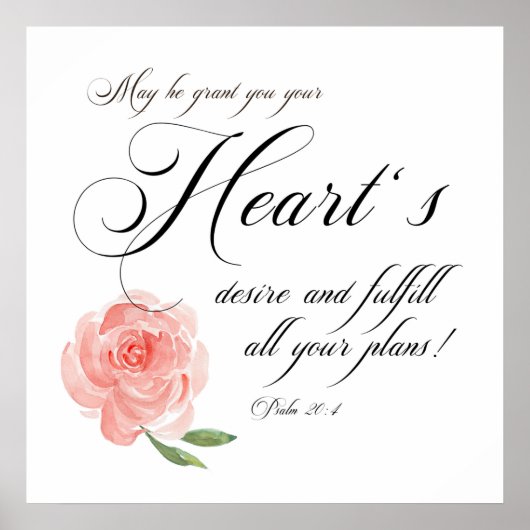 Herzenswunsch Rosa Rose Poster (Vorne)