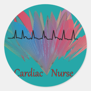 Herzentwurf der krankenschwester-QRS Runder Aufkleber