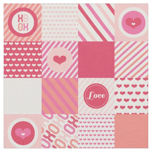 Herzenvalentine-Gewebe der Patchwork-quadratisches Stoff (Nahaufnahme)