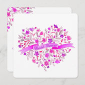 Herzerbouquet Blume lila Brautparty laden ein Einladung (Vorne/Hinten)