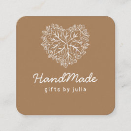 herzerformtes Kunsthandwerk aus braunem Kraftpapie Telefonnummerkarte