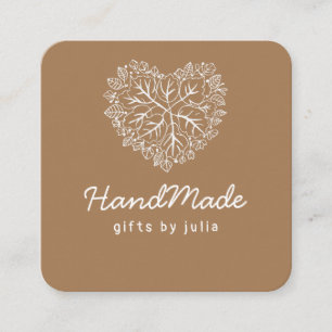 herzerformtes Kunsthandwerk aus braunem Kraftpapie Telefonnummerkarte