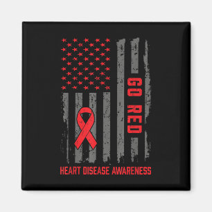 Herzerkrankungen Amerikanische Flagge Go Rotes Her Magnet