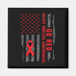 Herzerkrankungen Amerikanische Flagge Go Rotes Her Magnet