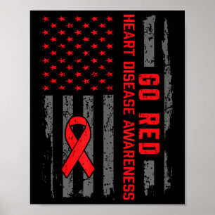 Herzerkrankungen Amerikanische Flagge Go Rotes Her Poster