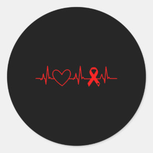 Herzerkrankungen Aufklärung Monat Ribbon Go Rotes  Runder Aufkleber