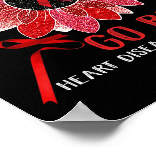 Herzerkrankungen Aufklärung Monat Ribbon Sonnenblu Poster (Ecke)