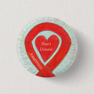 Herzerkrankungen Aufklärung Rotes Herz Ribbon But Button