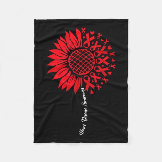 Herzerkrankungen Aufklärungsmonat Sonnenblume für  Fleecedecke (Vorderseite)