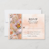 Herzerkrankungen, Orangefarbene Rose und Butterfli RSVP Karte (Vorderseite)