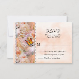 Herzerkrankungen, Orangefarbene Rose und Butterfli RSVP Karte