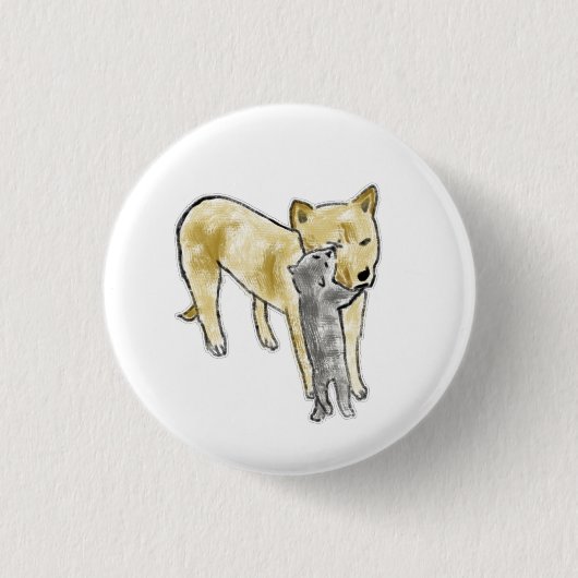 Herzerwärmende beste Freunde Hund und Katze Button (Vorderseite)