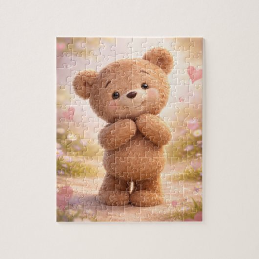 Herzerwärmende Liebe: Süßer 3D-Cartoon-Teddy Puzzle (Vertikal)