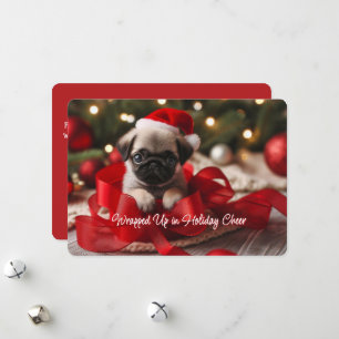 Herzerwärmende Pug-Welpen-Weihnachtskarte Feiertagskarte