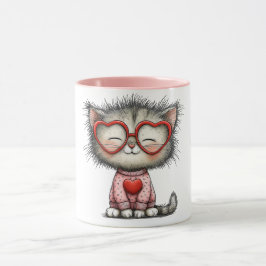 Herzerwärmender Kaffeebecher mit lächelnder Katze Tasse