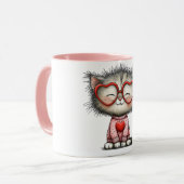Herzerwärmender Kaffeebecher mit lächelnder Katze Tasse (Vorderseite Links)