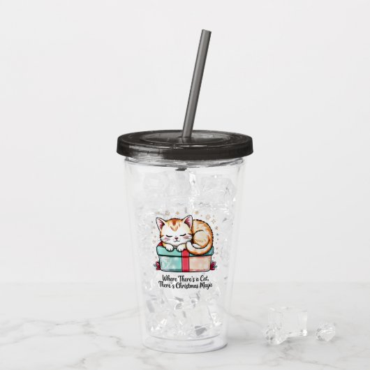 Herzerwärmendes Schlafendes Kätzchen - Geschenk fü Acryltrinkbecher (Rückseite Ice)