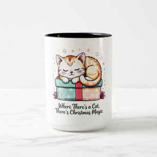 Herzerwärmendes Schlafendes Kätzchen - Geschenk fü Zweifarbige Tasse