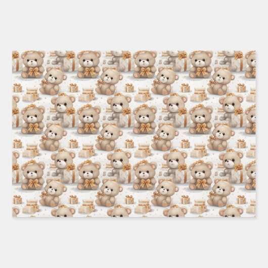 Herzerwärmung Weihnachts Teddy Bears Muster Geschenkpapier Set (Vorderseite 3)