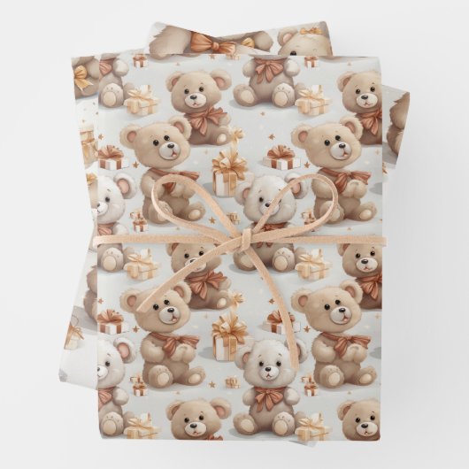 Herzerwärmung Weihnachts Teddy Bears Muster Geschenkpapier Set (Beispiel)