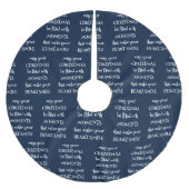 Herzerwärmung Weihnachtszitat Muster White Navy Polyester Weihnachtsbaumdecke (Vorderseite)