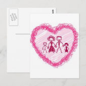 Herzfamilie Postkarte (Vorne/Hinten)