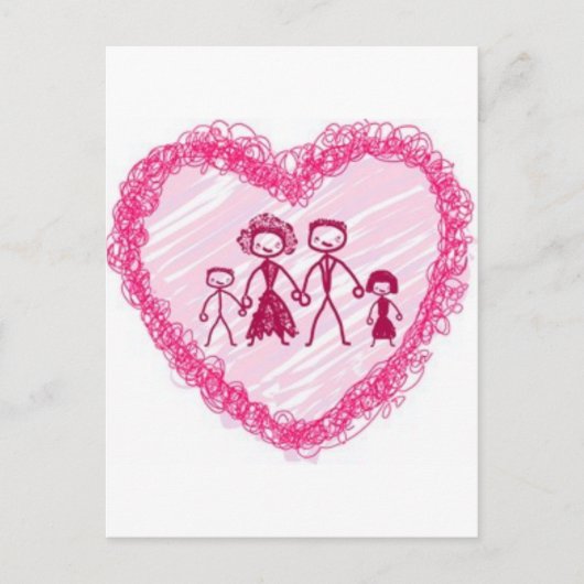 Herzfamilie Postkarte (Vorderseite)