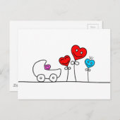 Herzfamilie Postkarte (Vorne/Hinten)