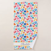 Herzfarbe Niedliche Liebe Individuelle Name Badehandtuch (Badehandtuch)