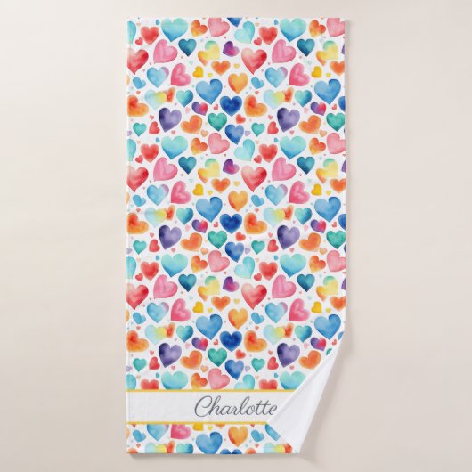 Herzfarbe Niedliche Liebe Individuelle Name Badehandtuch (Badehandtuch)