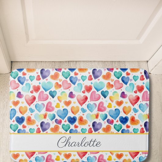 Herzfarbe Niedliche Liebe Individuelle Name Badematte