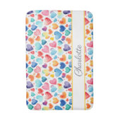 Herzfarbe Niedliche Liebe Individuelle Name Badematte (Vorderseite Vertikal)